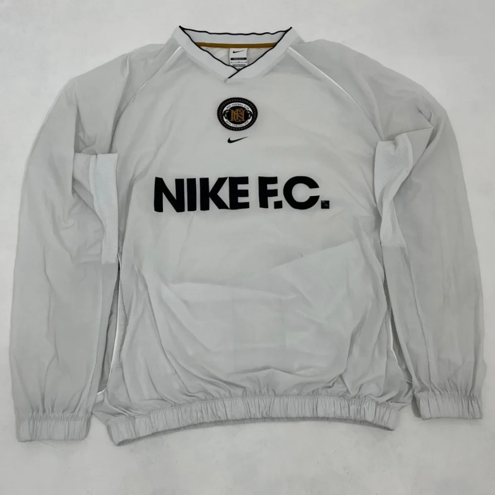 Nike FC Men's L White Summit Repel Windbreaker Pullover Long Sleeve With Pockets